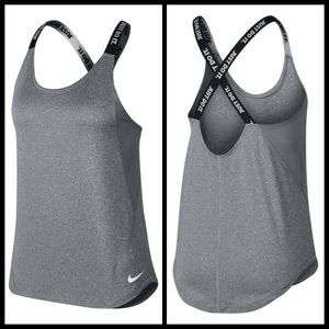 Nike Womens Dri-Fit Training Cross-back Tank Top Medium Gray Just Do It Straps
